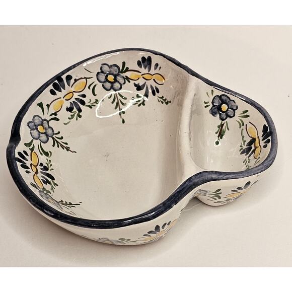 Vintage Olive Dish Pit Hand Painted In Portugal Signed By Artist Glazed - Picture 1 of 6